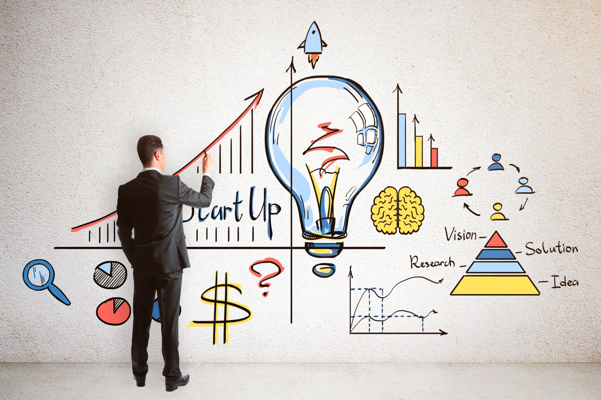 Man Drawing Business Diagrams